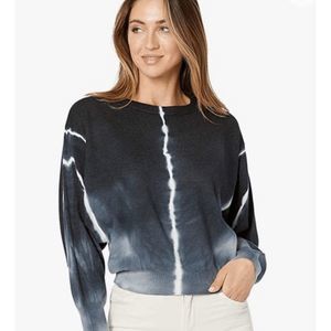 ELAN Tie Dye Dolman Sleeve Sweater Top Black One Size